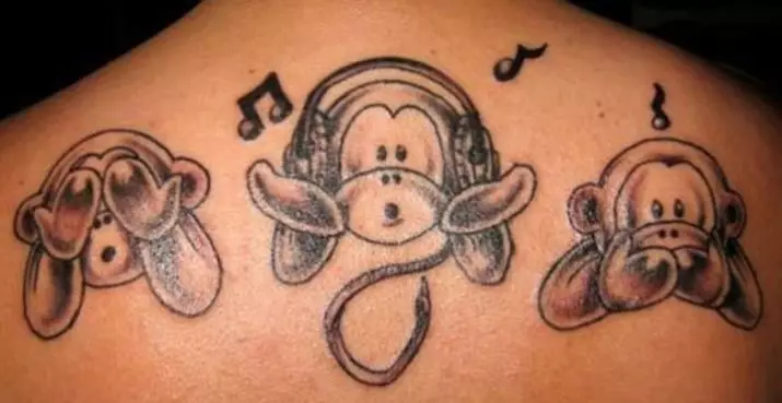 Tato dengan monyet: nilai tato, tato di pusar dan perut, di tangan dan di dada, contoh sketsa, tato untuk pria dan wanita 14056_54