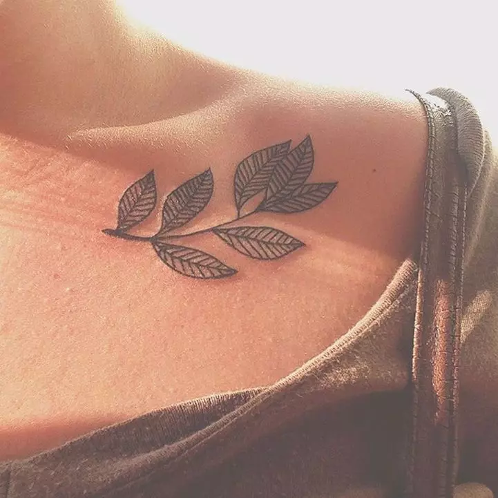 Tatuering med grenar: skisser, tatuering på hand och på nyckelbenet, på benet och på handleden, deras mening för tjejer och för män. Grenar med löv och andra alternativ 14061_5
