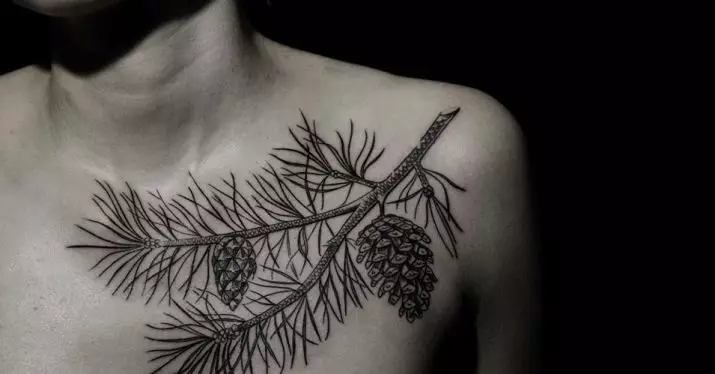 Tatuaje con ramas: bocetos, tatuaje a mano y en la clavícula, en la pierna y en la muñeca, su significado para las niñas y para los hombres. Ramas con hojas y otras opciones. 14061_52