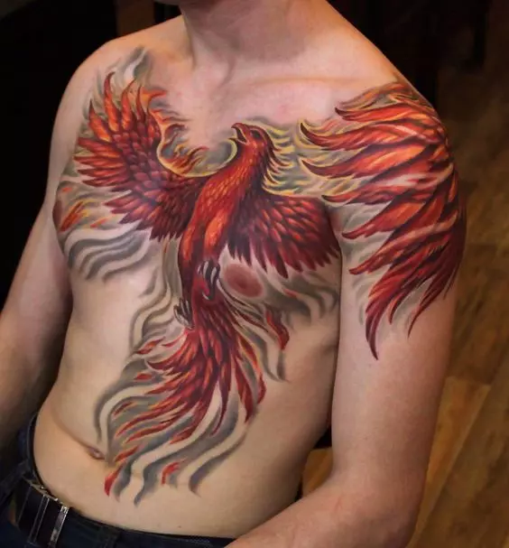 紋身“Firebird”：價值，女孩和男人的紋身素描。胸衣上的肚子，手上，臀部或其他地方 14069_10