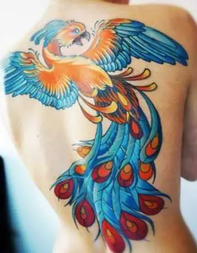 Тату «Жар-птиця»: значення, ескізи татуювання для дівчат і чоловіків. Тату на животі, на руці, стегні або іншому місці 14069_16