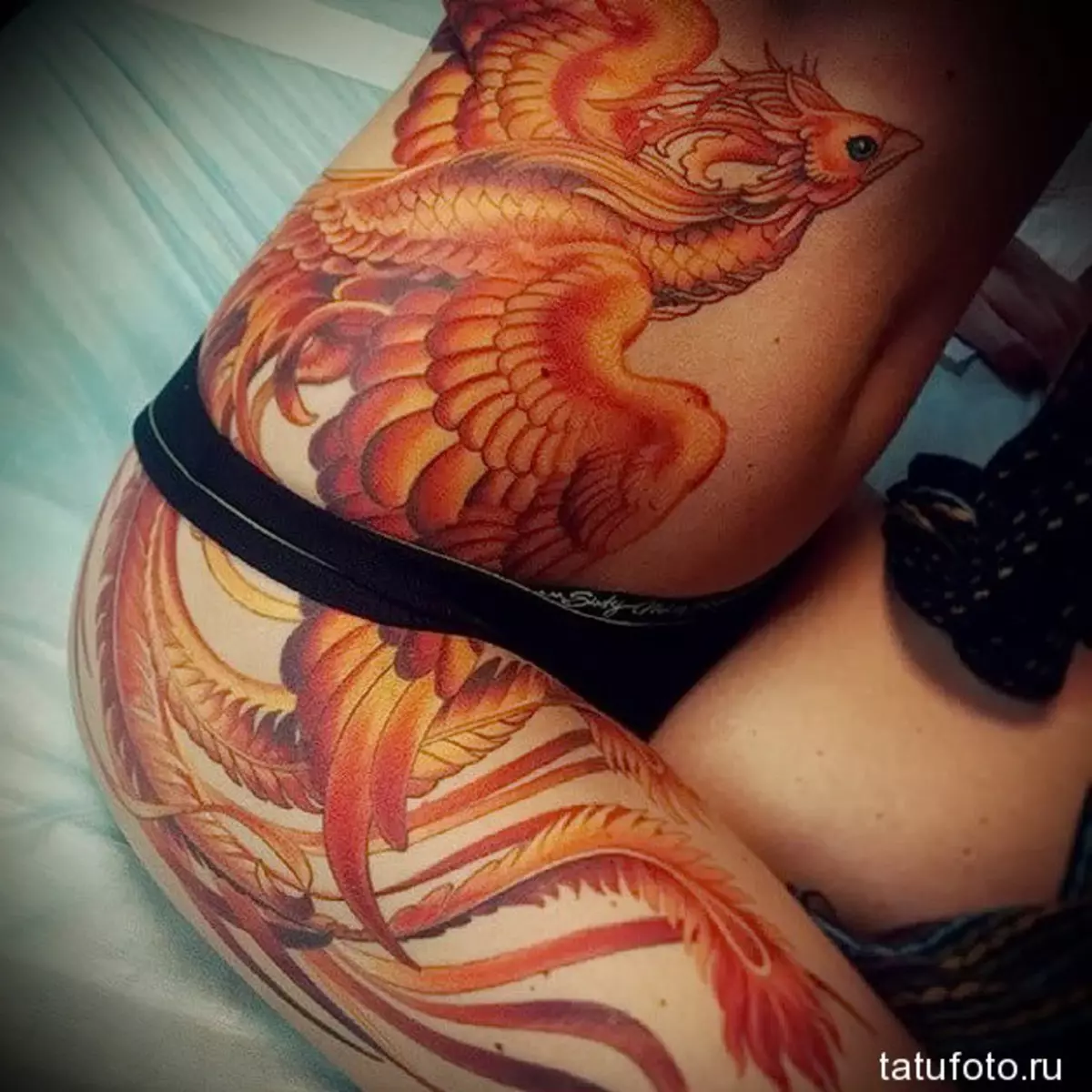 タトゥー「Firebird」：女の子や男性のための入れ墨のスケッチ。手、腰、または他の場所で胃のタトゥー 14069_40