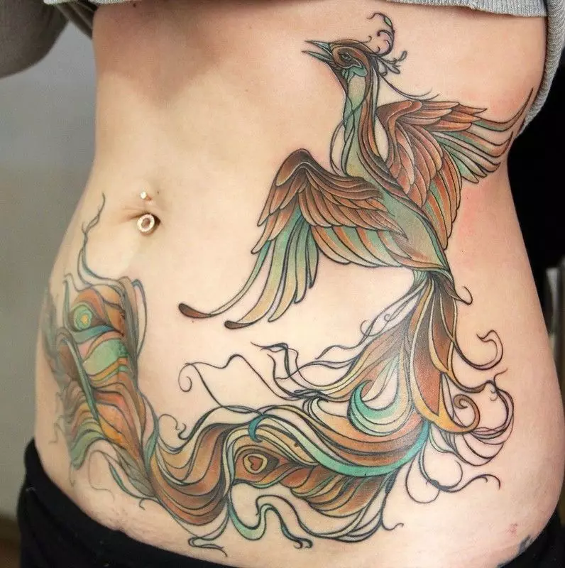 タトゥー「Firebird」：女の子や男性のための入れ墨のスケッチ。手、腰、または他の場所で胃のタトゥー 14069_41