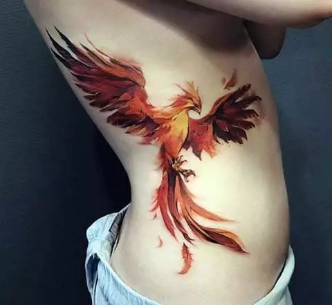 タトゥー「Firebird」：女の子や男性のための入れ墨のスケッチ。手、腰、または他の場所で胃のタトゥー 14069_6