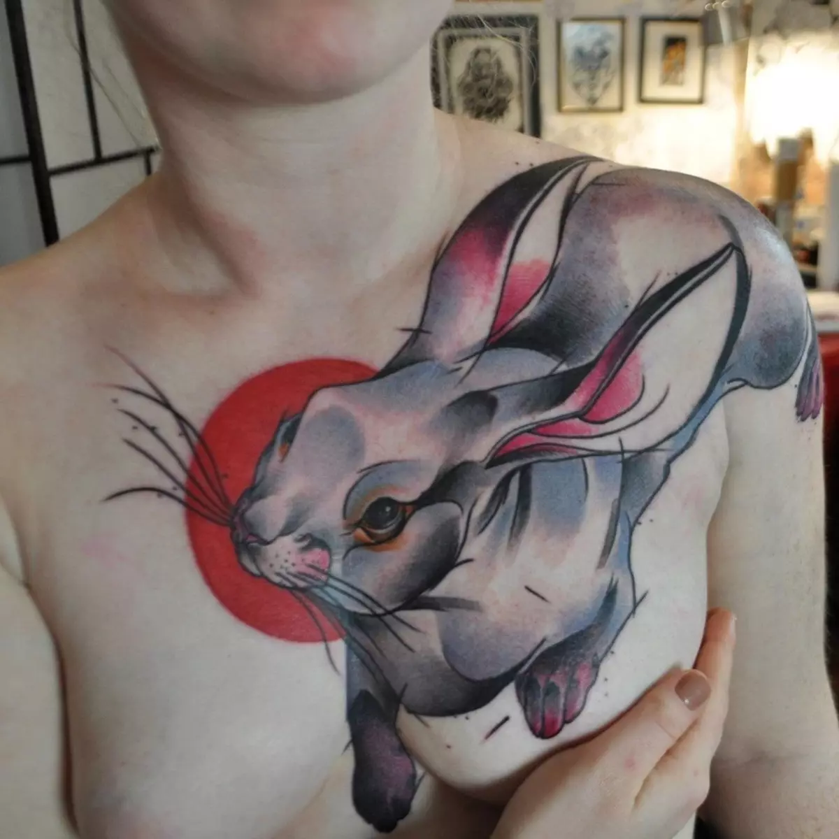 纹身“兔子”：纹身的价值与野兔和草图，兔子罗伯纹身，白色兔子和角，其他女孩和男人的其他选择 14071_17