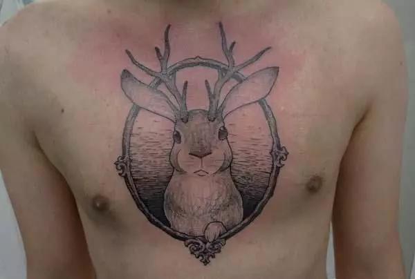 纹身“兔子”：纹身的价值与野兔和草图，兔子罗伯纹身，白色兔子和角，其他女孩和男人的其他选择 14071_32