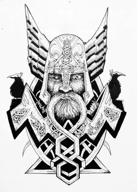 Tattoo « Perun »: la valeur et croquis des tatouages ​​avec le dieu slave, un tatouage avec un symbole Perun sur l'épaule, croquis avec un marteau et une roue sur l'avant-bras pour les hommes 14079_10