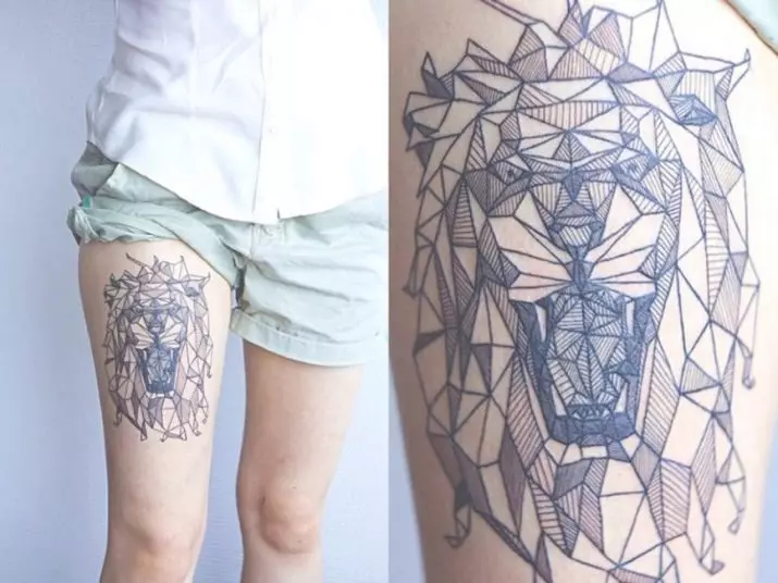Tattoo di şêweya Geometryê de ji bo keçan: Sketches of tattoos geometric li ser dest û kavir, pêş û rîpel, hips û perçeyên din ên laş 14094_2