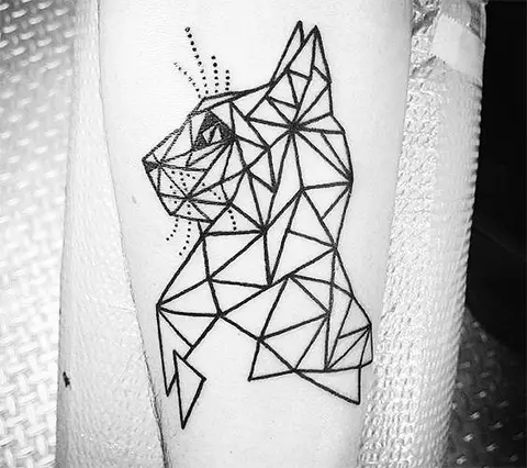 Tattoo setaele sa geometry bakeng sa banana: Lipale tsa li-geometric tsa geometri li ka letsohong le likhopo, letheka le likarolo tse ling tsa 'mele 14094_4