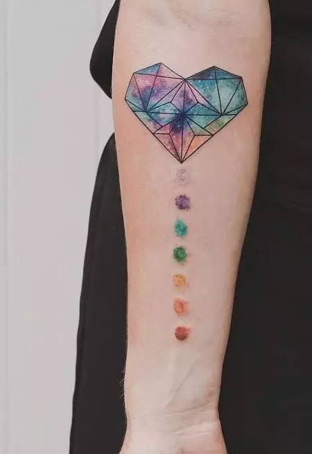 Tetoválás a geometria stílusában a lányok számára: a geometriai tetoválás vázlata a kézben, az alkaron, az alkar és a bordák, a csípő és a test más részein 14094_43