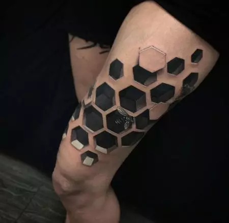 Tatuaje en el estilo de la geometría para las niñas: bocetos de tatuajes geométricos a mano y clavícula, antebrazo y costillas, caderas y otras partes del cuerpo. 14094_50