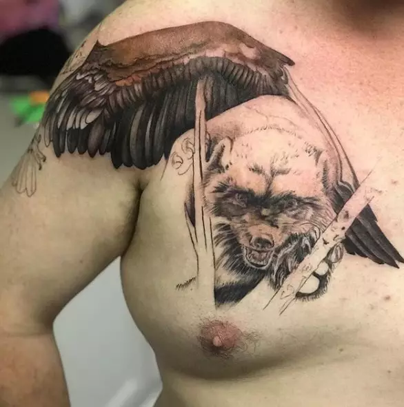 WOLVERINE TATTOO: admir de tatuaj animal, schițe pentru bărbați pentru bărbați, cele mai bune locuri pentru a aplica 14096_10