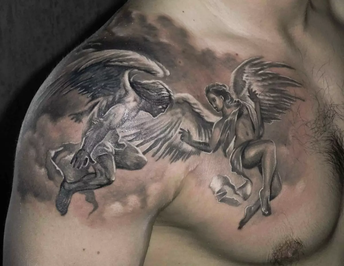 татуировки для мужчин на груди ангел фото 86