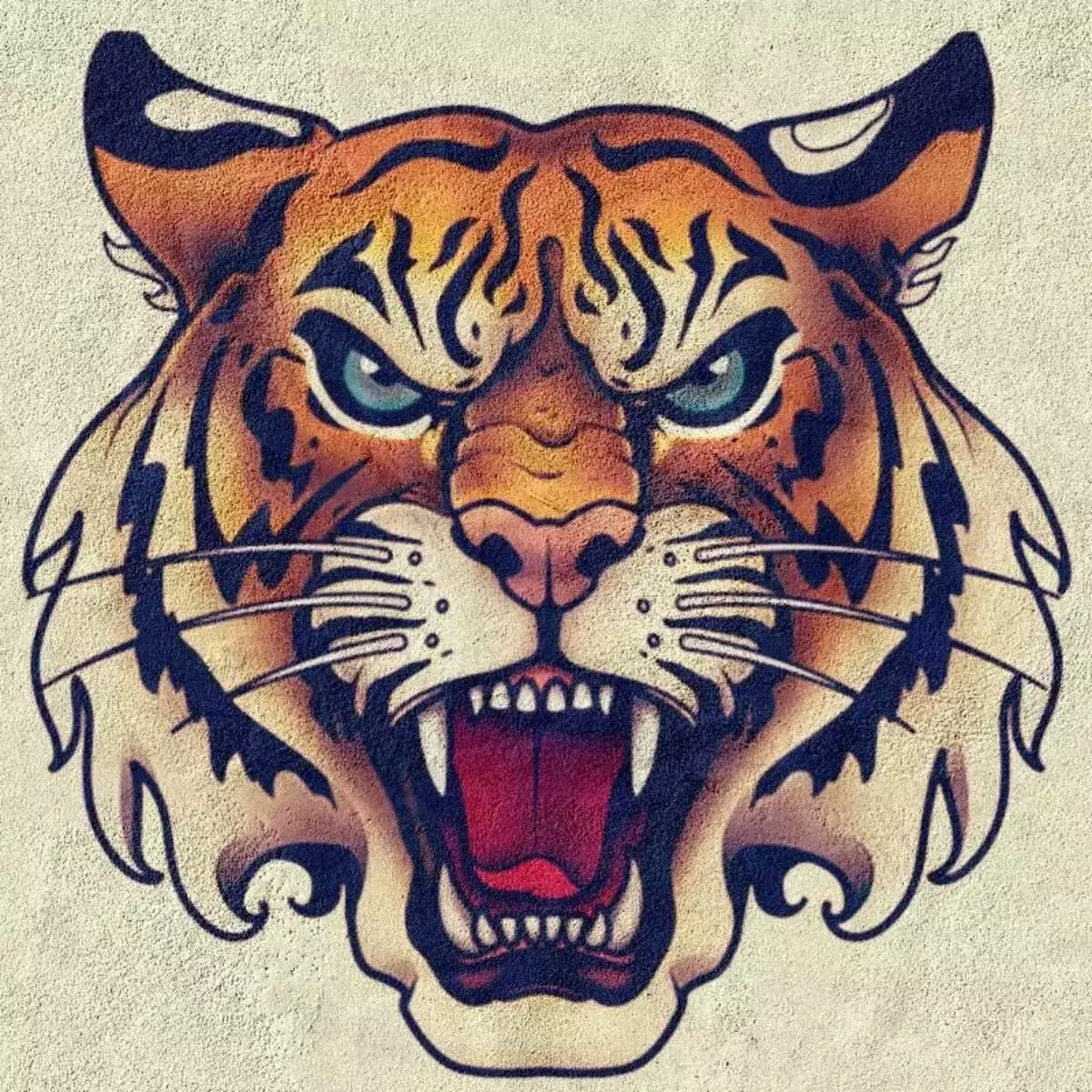 Tattoo Tiger tytöille (34 kuvaa): merkitys ja luonnokset. Tatuointi tiikeri kädessä ja reiteessä, jalan ja takana, ranteessa ja olkapään 14119_24