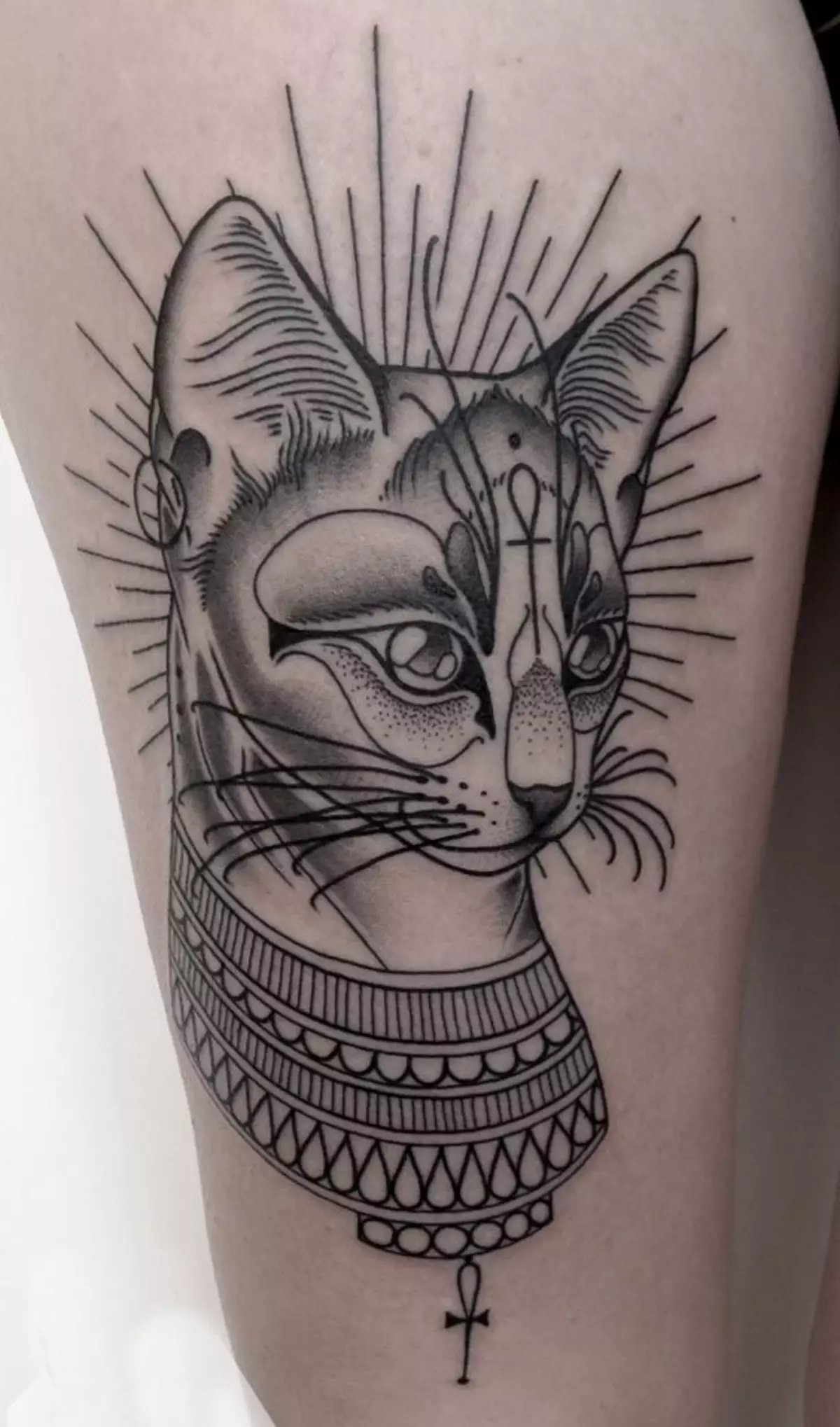 纹身“bastet”：与埃及女神的素描和纹身价值女孩，一个纹身的猫在女性身体的不同部分 14132_7