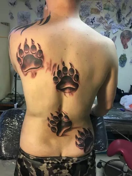 熊爪子纹身：看跌爪子和男性和女孩的纹身价值的草图，肩膀上的纹身痕迹和胸部，在手和其他区域的刷子上 14146_16