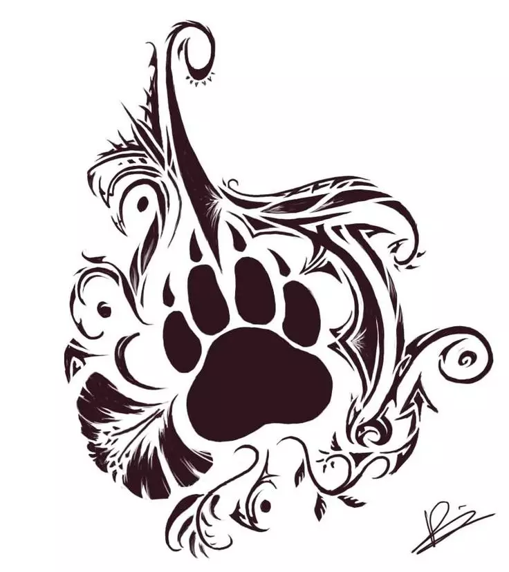 熊爪子纹身：看跌爪子和男性和女孩的纹身价值的草图，肩膀上的纹身痕迹和胸部，在手和其他区域的刷子上 14146_19