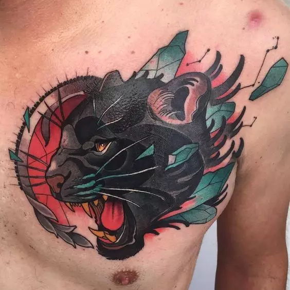 紋身“Panther”（42張）：紋身的價值和草圖。黑色和粉紅色的豹是什麼意思，磨呢？紋身在手上，在我的肩膀和腿上 14160_12