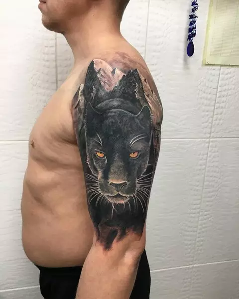 紋身“Panther”（42張）：紋身的價值和草圖。黑色和粉紅色的豹是什麼意思，磨呢？紋身在手上，在我的肩膀和腿上 14160_13