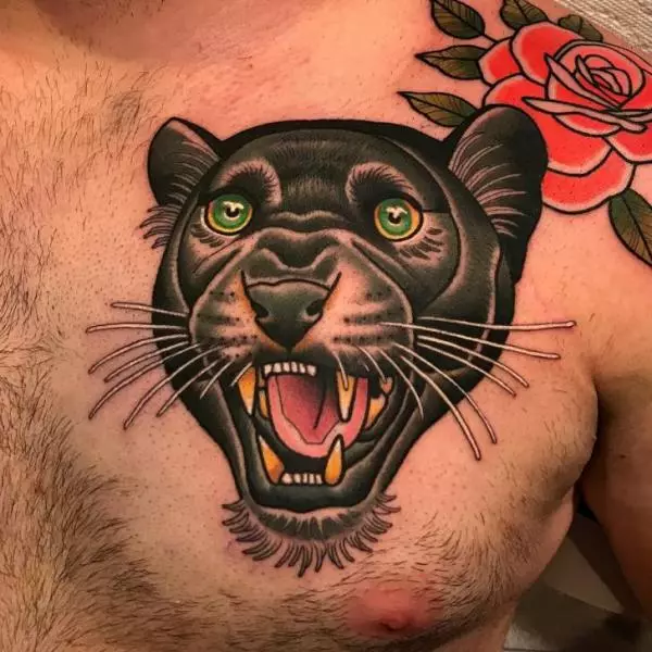 紋身“Panther”（42張）：紋身的價值和草圖。黑色和粉紅色的豹是什麼意思，磨呢？紋身在手上，在我的肩膀和腿上 14160_35