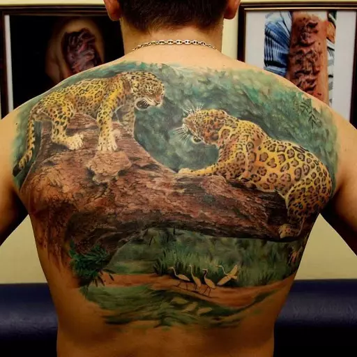 纹身“捷豹”：价值，纹身的素描为男人和女孩在肩膀，背部和胸部。 OSCAL JAGUAR和其他选择纹身与捕食者的身体不同部位 14161_18