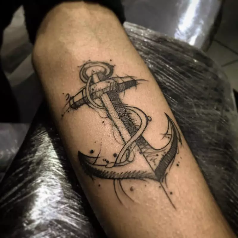 Anchor Tattoo: Iko kukosha kweTattoo uye sketches, tattoo yevasikana uye kune varume, maTattoo paruoko uye gumbo, pachiuno, pachipfuva uye mune mamwe matunhu 14162_13