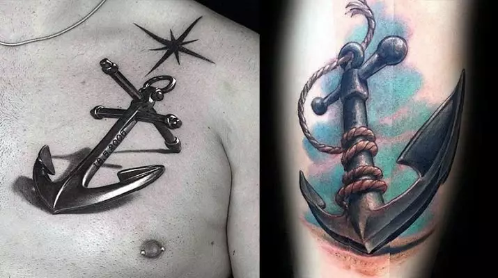 Anker Tattoo: Die waarde van tattoos en sketse, tatoo vir meisies en vir mans, tattoos op hand en been, op die vinger en op die pols, op die bors en in ander gebiede 14162_26