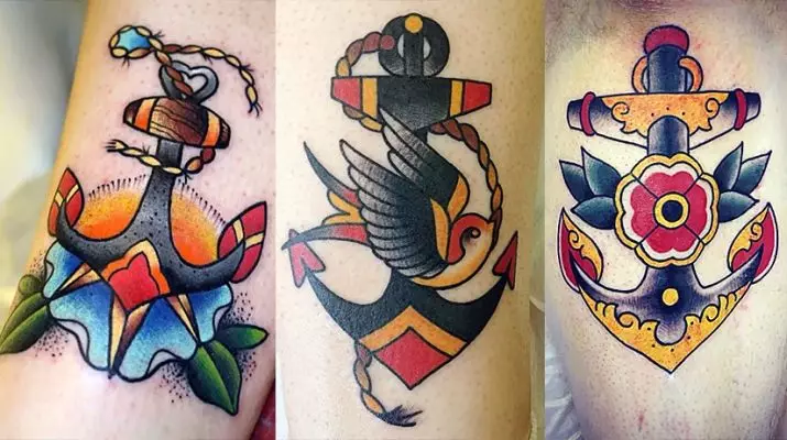 Anker Tattoo: Die waarde van tattoos en sketse, tatoo vir meisies en vir mans, tattoos op hand en been, op die vinger en op die pols, op die bors en in ander gebiede 14162_29