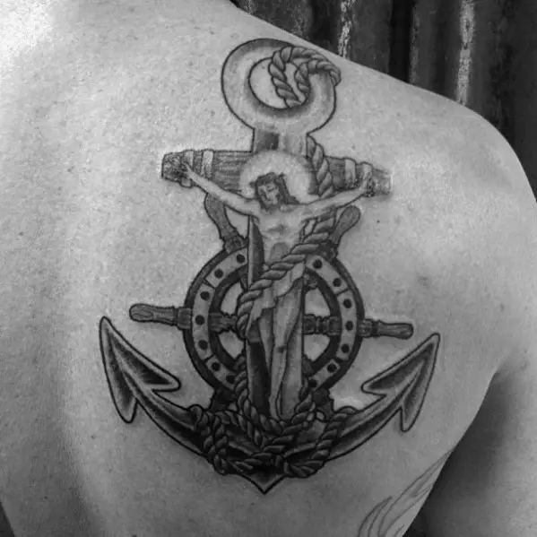 Anker Tattoo: Die waarde van tattoos en sketse, tatoo vir meisies en vir mans, tattoos op hand en been, op die vinger en op die pols, op die bors en in ander gebiede 14162_32