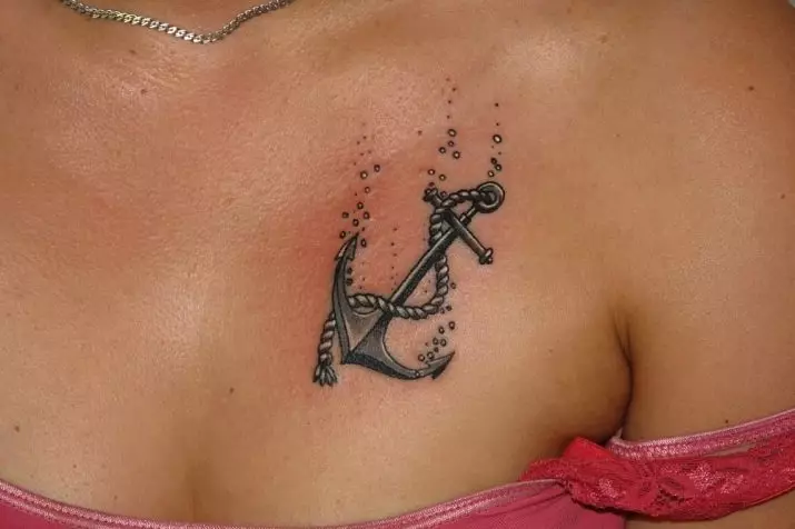 Anker Tattoo: Die waarde van tattoos en sketse, tatoo vir meisies en vir mans, tattoos op hand en been, op die vinger en op die pols, op die bors en in ander gebiede 14162_48