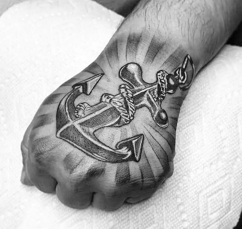 Tatouage d'ancrage: la valeur des tatouages ​​et des croquis, tatouage pour filles et pour hommes, tatouages ​​à la main et jambe, sur le doigt et sur le poignet, sur la poitrine et dans d'autres zones 14162_57