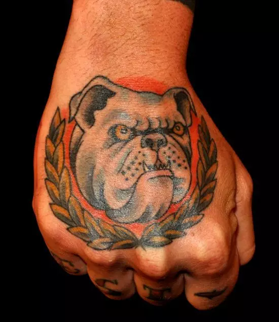 紋身“鬥牛犬”：法國鬥牛犬和英語，草圖的紋身。紋身在腳下和其他地區，紋身狗的價值 14181_12