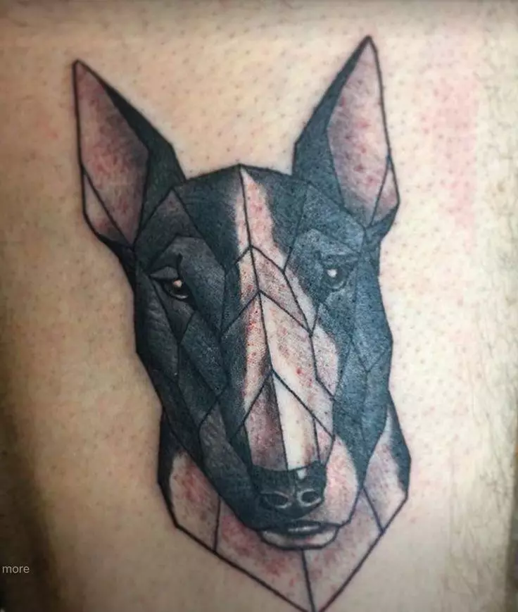 Бәдәнгә бесилған гүл «كالا Terrier» (25 سۈرەت): sketches ۋە tattoos قىممىتى پۇتى ۋە قولى, كىچىك ۋە چوڭ ئىت бәдәнгә бесилған гүл, ئەر ۋە ئايال ھەققىدە бәдәнгә бесилған гүл 14185_4
