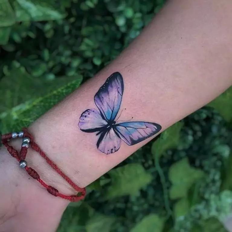 Tetovažu sa leptira za djevojčice (56 slike): vrijednost tetovaža na ruci i na zglobu, na donjem delu leđa i na vratu, na nozi i na stomaku, na leđima i na drugim područjima, skice 14214_2