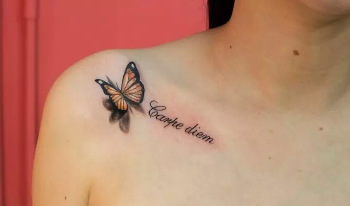 Tatuagem com borboletas para meninas (56 fotos): o valor das tatuagens na mão e no pulso, na parte inferior das costas e no pescoço, na perna e no estômago, em outras áreas, esboços 14214_46