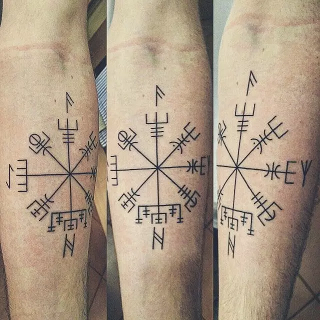 «Веггизир» татуировкасы: Викинг, Скандинавия және славян, ерлер мен әйелдер үшін, артқы, иық және басқа аймақтардағы татуировкалардың эскиздерінің мәні 14225_22