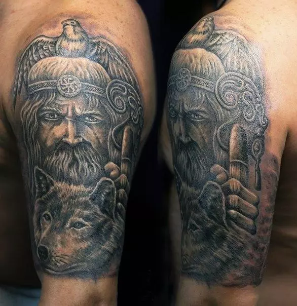 Tatouage « Svarog » (24 photos): croquis de tatouages ​​et leur signification, le marteau du dieu du Svarog et d'autres signes et symboles sur leurs mains et sur l'épaule, sur l'avant-bras et à la poitrine 14228_5