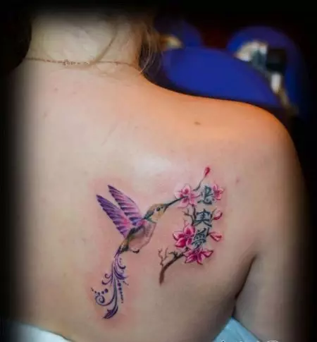 女孩的纹身“樱花”：女性樱花分公司的价值。纹身在手上和锁骨，大腿和后面，在其他领域，草图 14242_27