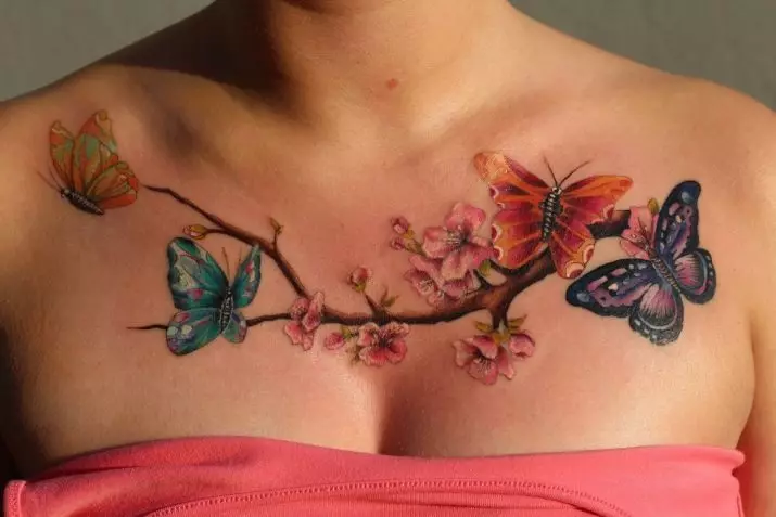 女孩的纹身“樱花”：女性樱花分公司的价值。纹身在手上和锁骨，大腿和后面，在其他领域，草图 14242_28