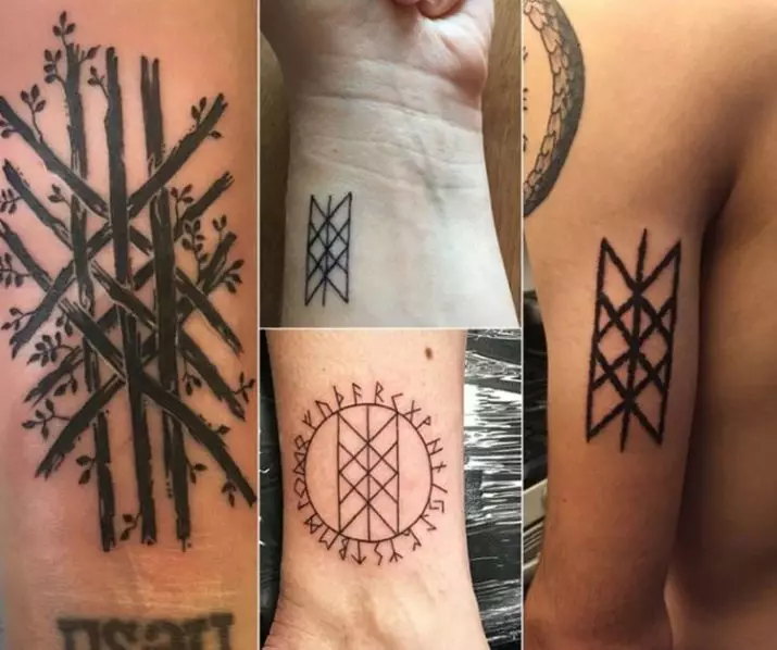 Tattoo Vikings (55 Fotoen): Viking Tattooen Wäert. Tattoo op d'Schëller, Ärmelen op Hänn fir Männer an Tattoo op der Ënneraarm, op der Récksäiten 14249_37