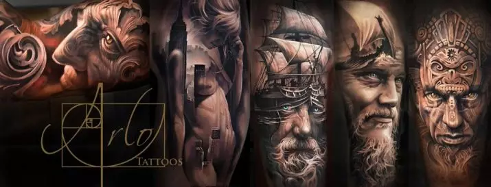 Tattoo Vikings (55 Fotoen): Viking Tattooen Wäert. Tattoo op d'Schëller, Ärmelen op Hänn fir Männer an Tattoo op der Ënneraarm, op der Récksäiten 14249_52