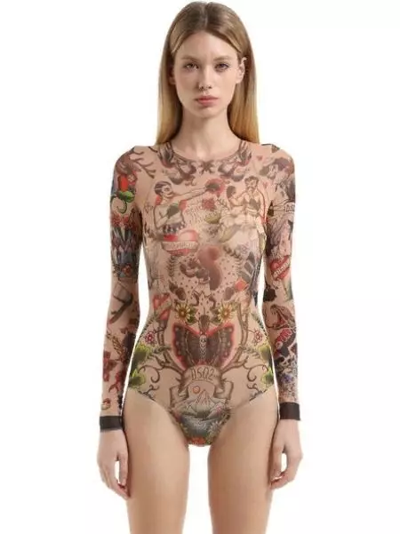 Telesni z tetovaže: Pregled ženskega bodysuit z risbami v obliki tatoo, črne in druge modele 14266_25
