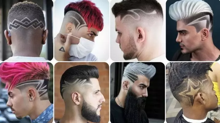 Hair tattoo (87 фото): ідеї для хлопчиків, дівчат і чоловіків. Блискавка на волоссі і павутина, інші варіанти дитячих і дорослих стрижок 14270_43