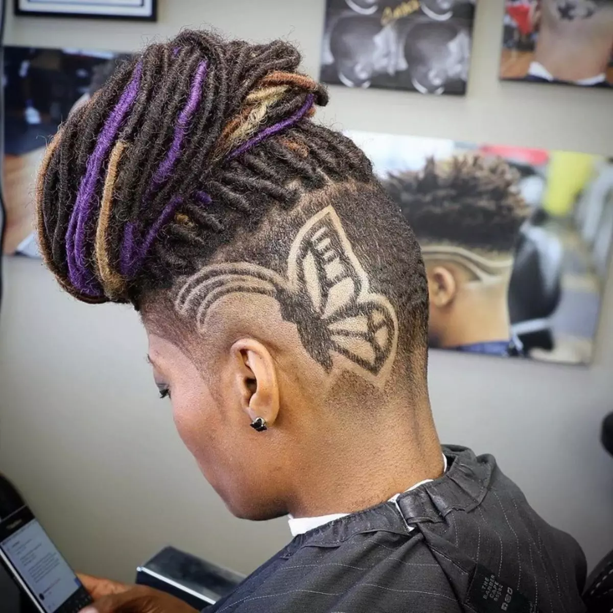 Tatuaje del pelo (87 fotos): ideas para niños, niñas y hombres. Relámpagos en el cabello y la web, otras opciones para niños y cortes de pelo adultos. 14270_73