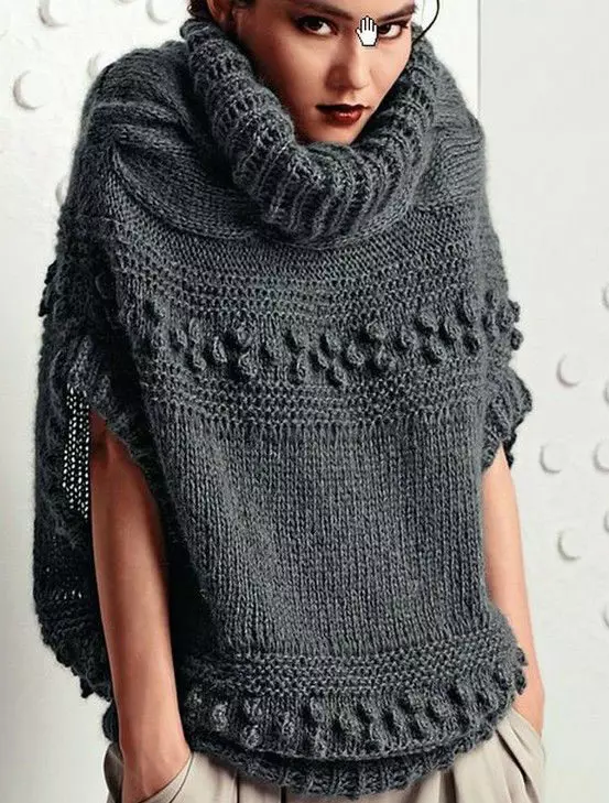 PONCHO VEST (26 fotos): malla de poncho chaleco, capas elegantes para mulleres, para nenos, para persoas maiores 14312_25