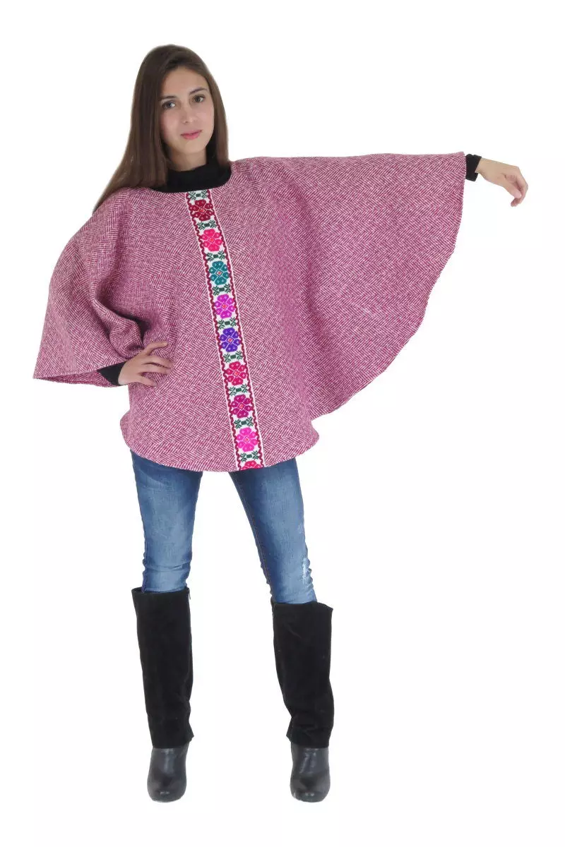 Dak li jilbsu Poncho 2021 (71 Ritratti): Kif tilbes Poncho Cape, li biha tilbes poncho fl-2021 14320_16