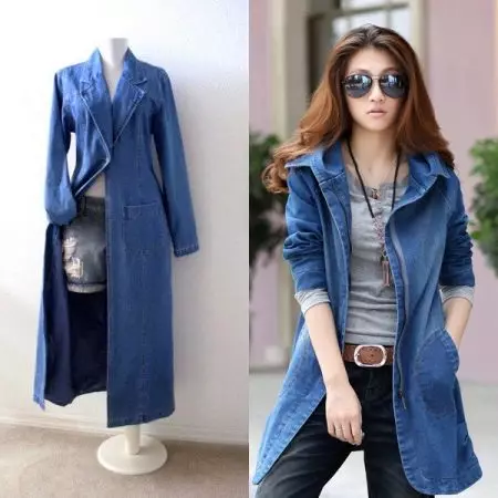 Denim Cloak (63 ფოტო): რა უნდა ატაროს ქალი cloak of denim, ხანგრძლივი, ორსული ქალები 14336_24