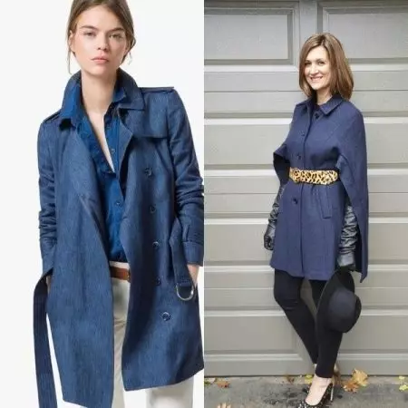 Denim ezo (63 photos): Gịnị na-eyi a nwaanyị uwe mgbokwasị nke denim, ogologo, ka nwanyị dị ime 14336_48