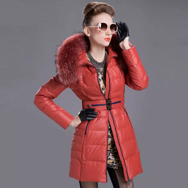 Leather Down Jacket (46 Bilder): Kvinnelige skinnjakker med svart pels pels, hette 14352_13