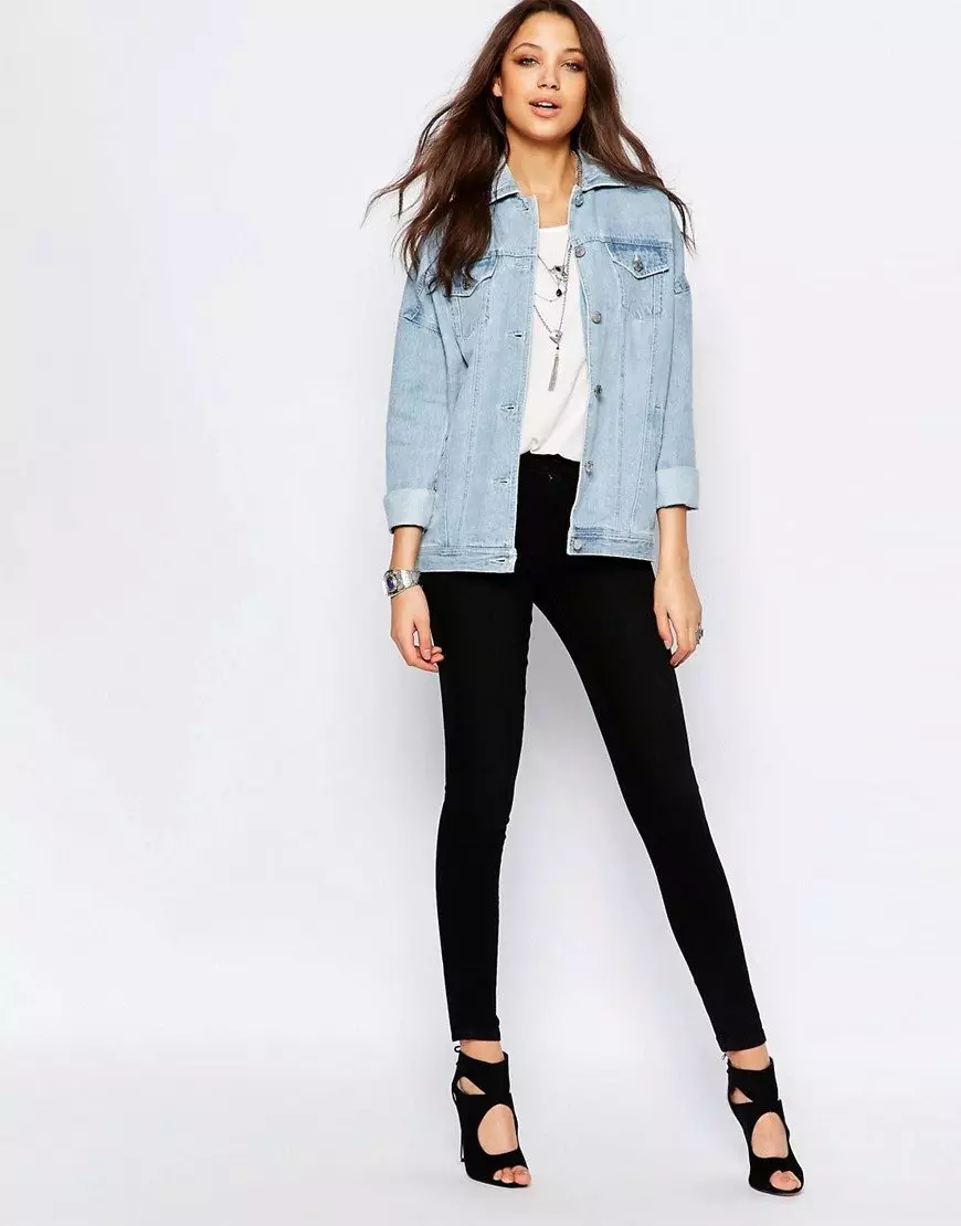 Oversize denim jakke (33 billeder): Hvad skal man bære oversize jeans, bulk, gratis og bred kæreste jeans 14385_27